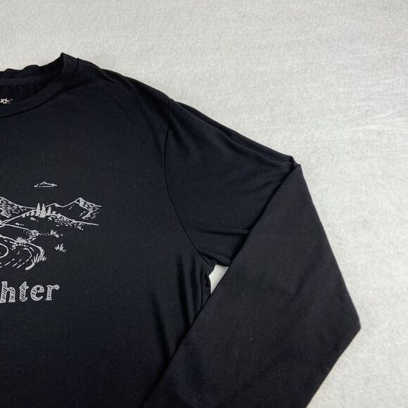 Cuddl Duds Shirt Womens Small Black All Nighter Camping Graphic Crew Neck Top - Picture 4 of 13